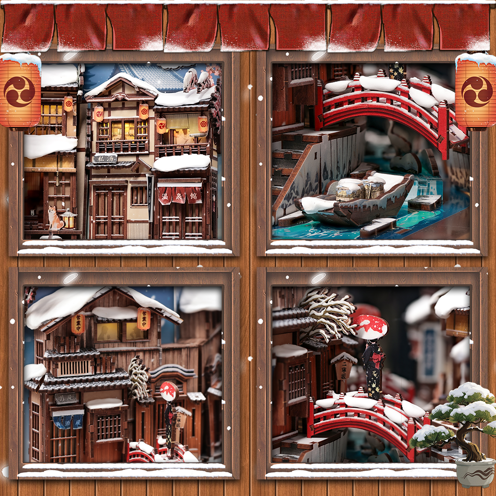 CUTEBEE DIY Book Nook Kit | Kyoto Snow Whisper