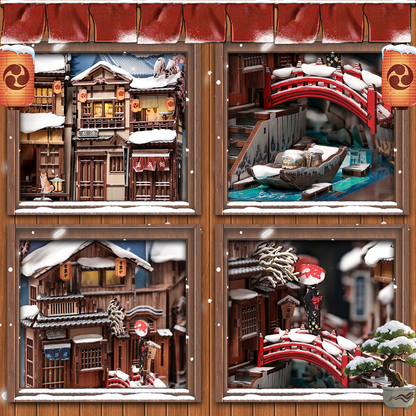 CUTEBEE DIY Book Nook Kit | Kyoto Snow Whisper