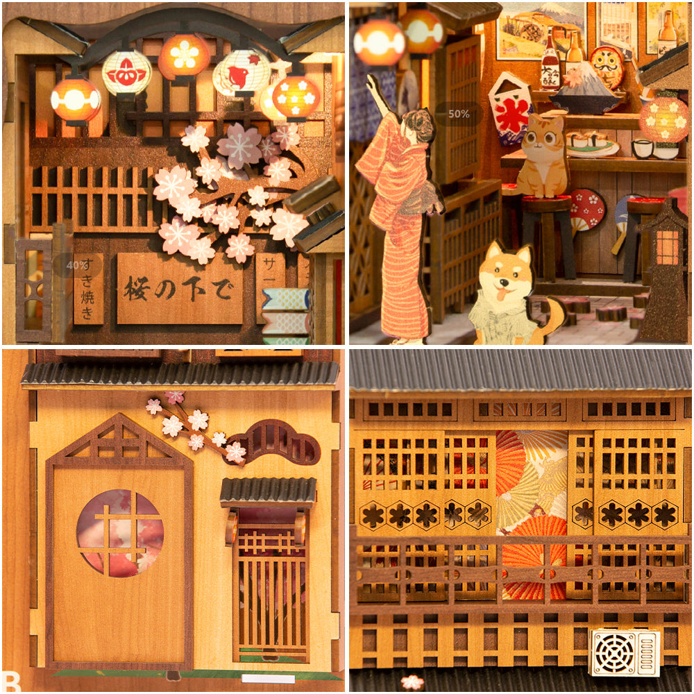 CUTEBEE DIY Book Nook Kit (Under the Sakura Tree)