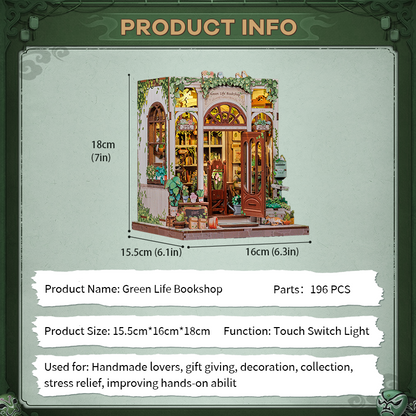 CUTEBEE DIY Book Nook Kit | Green Life Bookshop