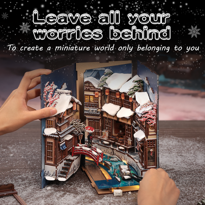 CUTEBEE DIY Book Nook Kit | Kyoto Snow Whisper