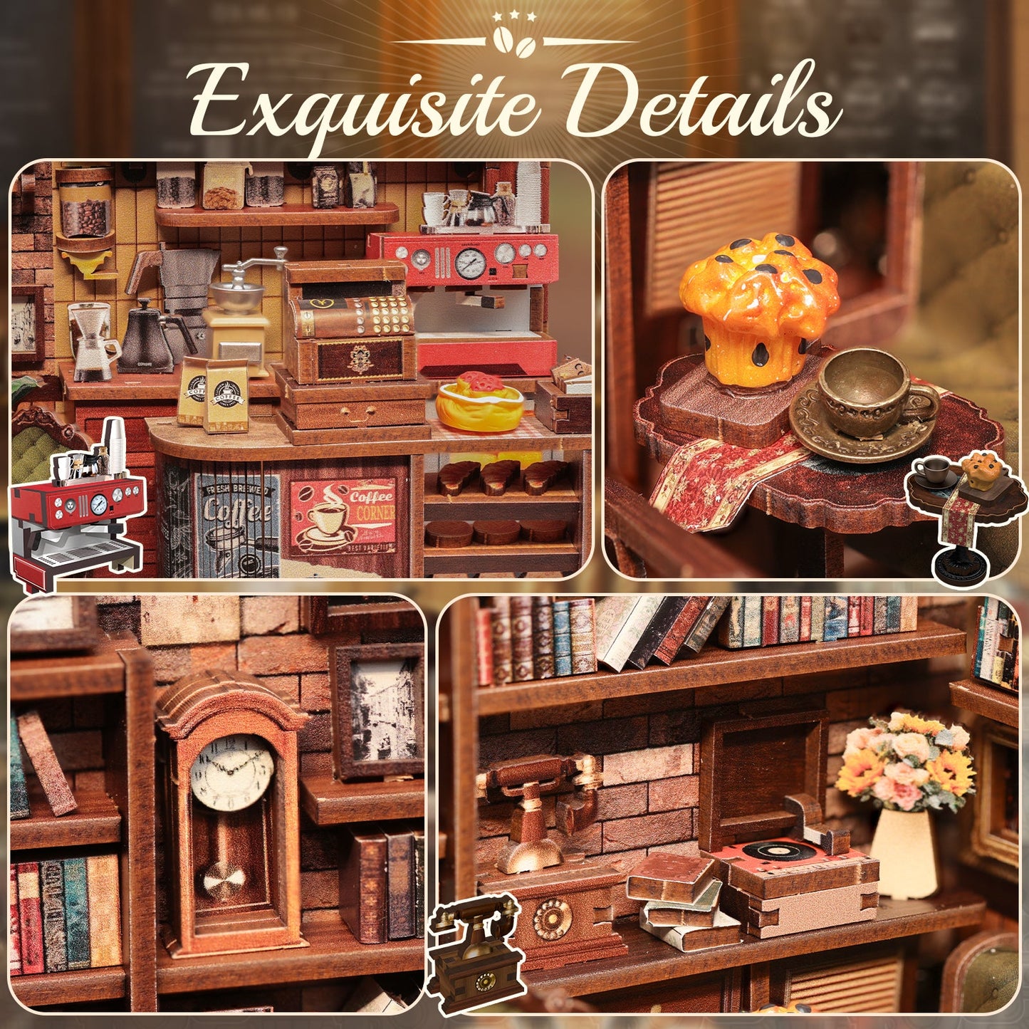 CUTEBEE DIY Dollhouse Kit | CORNER COFFEE SHOP