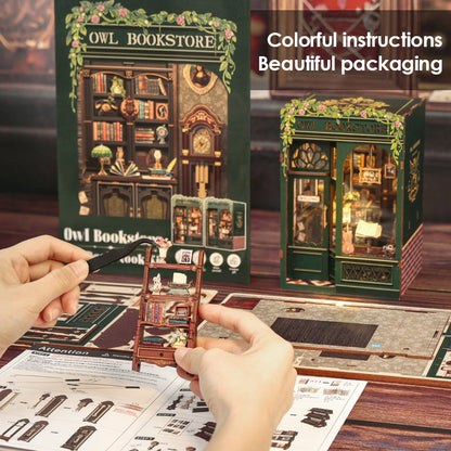 CUTEBEE DIY Book Nook Kit | Owl Bookstore